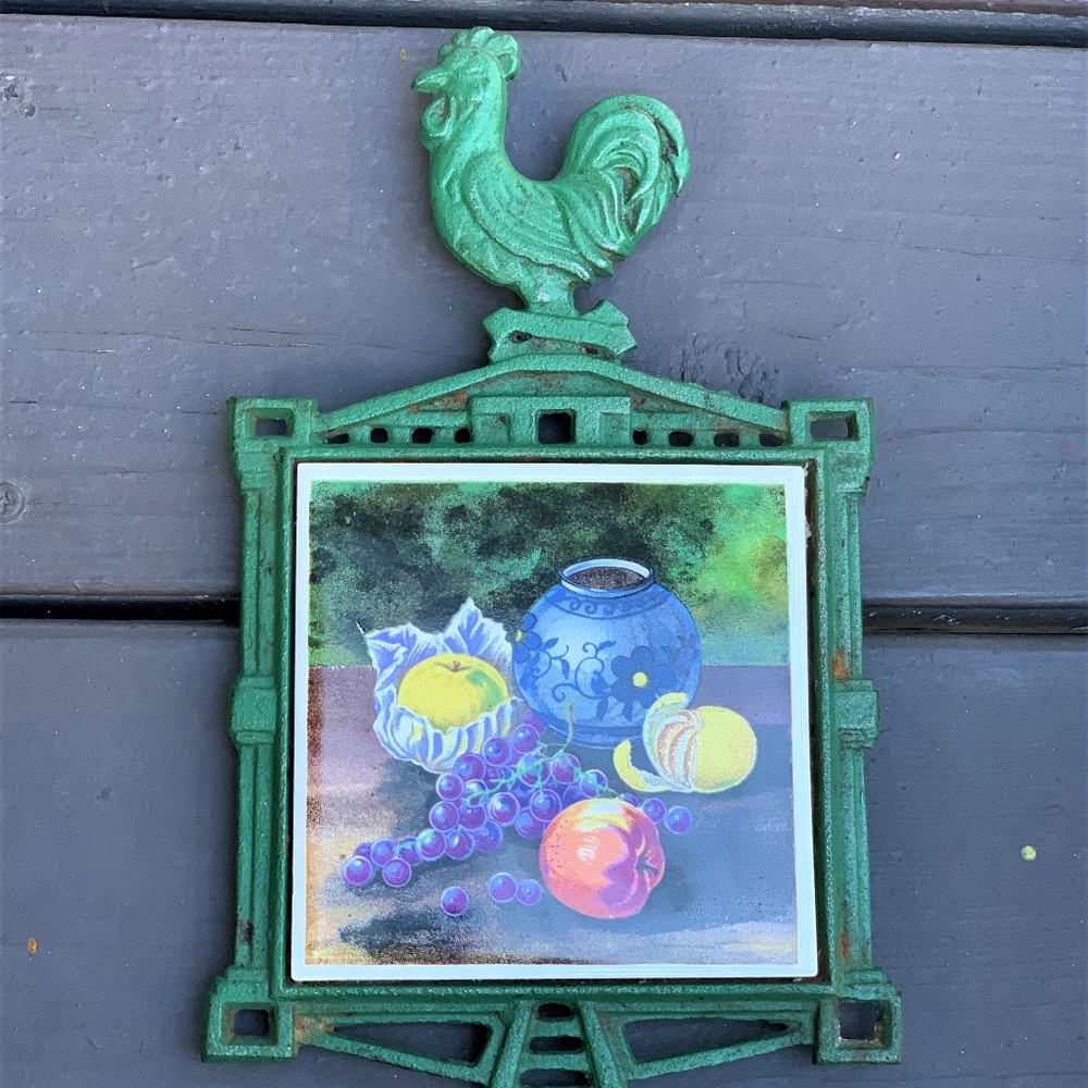 Vintage Cast Iron Footed Rooster Trivet
